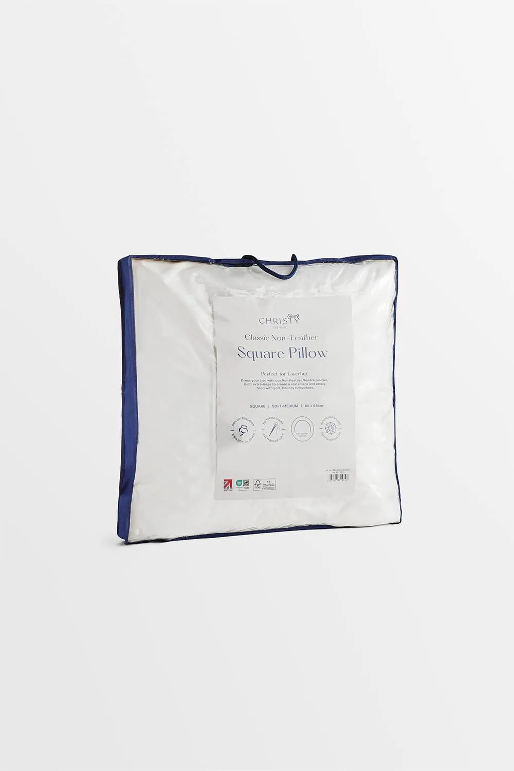 CHRISTY Classic Filled Hollowfibre Soft Medium Square Pillow in White 3