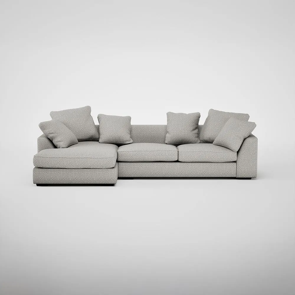 Heal's Cumulus Left Hand Facing Corner Sofa Chunky Boucle Ecru Black Feet 1