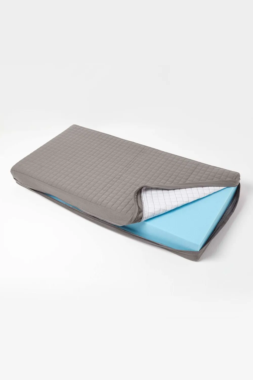 Homescapes Quilted Cotton 2 Seater Orthopaedic Booster Cushion Cover in Charcoal 1