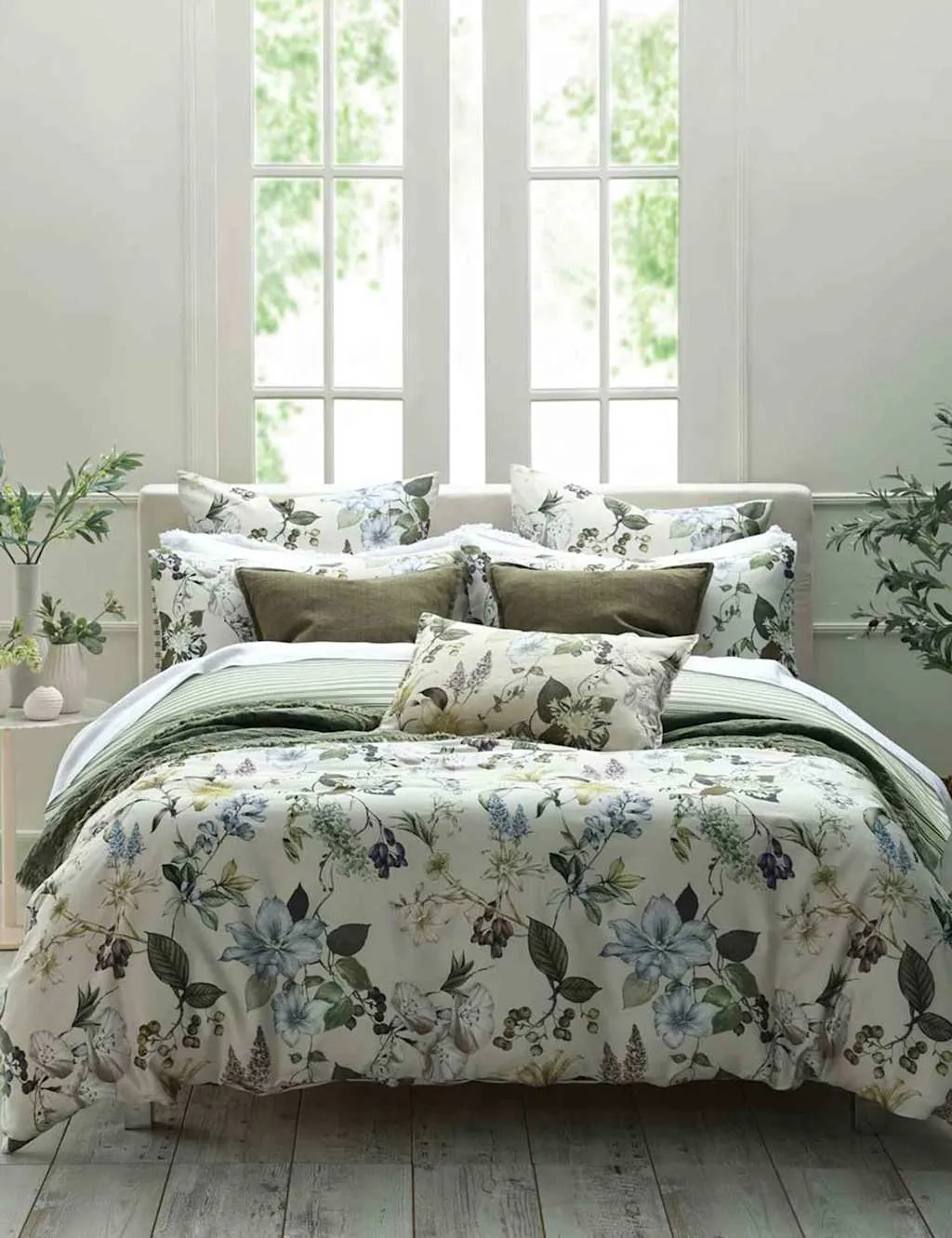 MM Linen Pure Cotton Sanctuary Reversible Bedding Set Ivory Mix