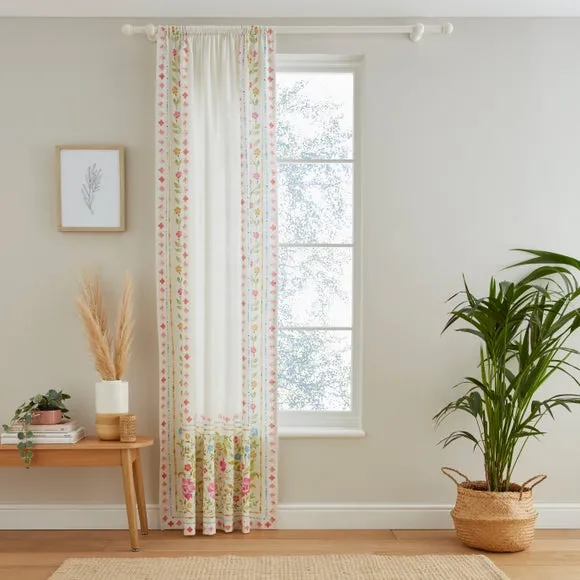 Cotton Bordered Tile Print Slot Top Voile Panel 2