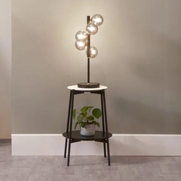 Blair Smoke Glass Ball and Black Metal Table Lamp
