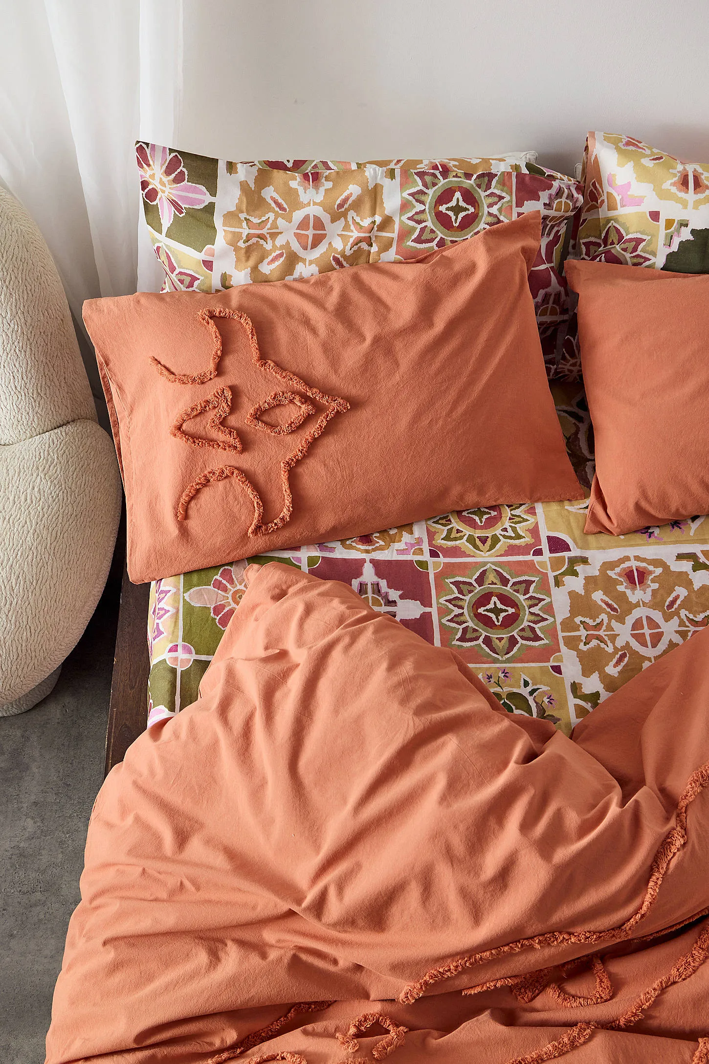 Terracotta Saffron Tufted Duvet Set - Rust 3