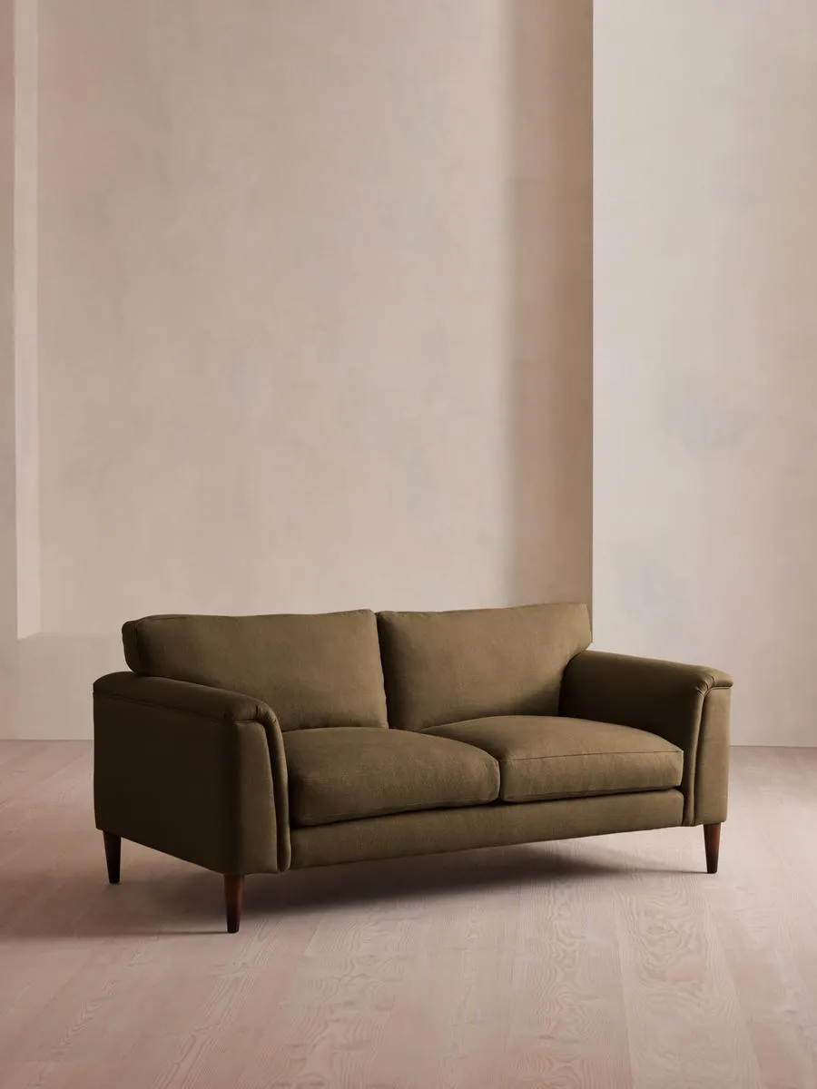 Reya Two Seater Sofa, Linen, Olive