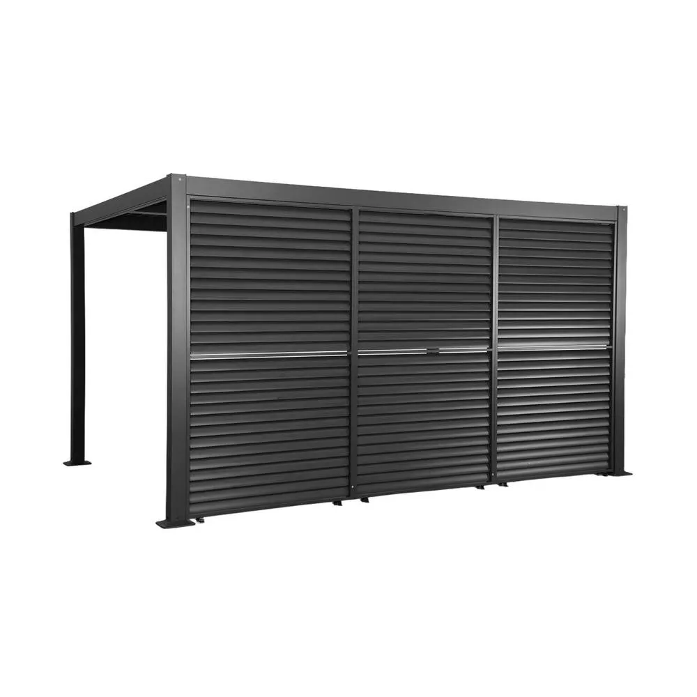 sweeek Louvered pergola 4x3m + 3 130 cm adjustable slat louver panels in Dark Grey 2