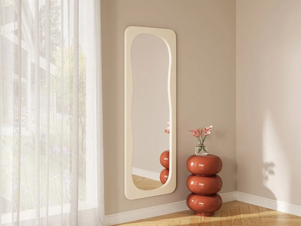 Vente-unique -Shaped Mirror With Gloss Finish - L60 X H160 Cm - Ivory - HAIMEI 3
