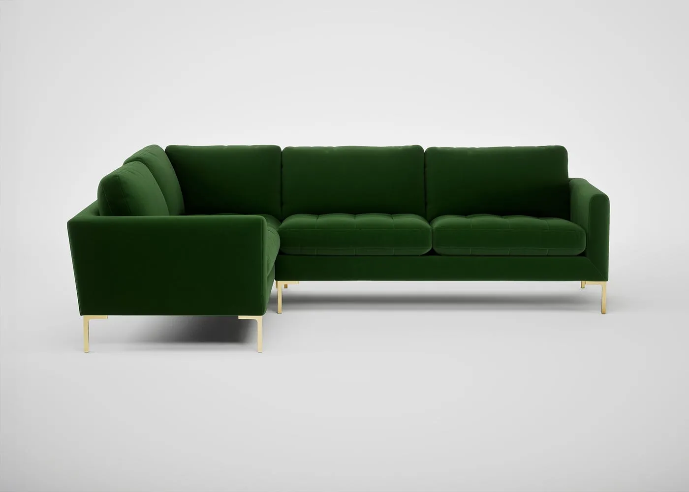 Heal's Eton Left Hand Facing Corner Sofa Smart Velvet Forest Brass Feet 1