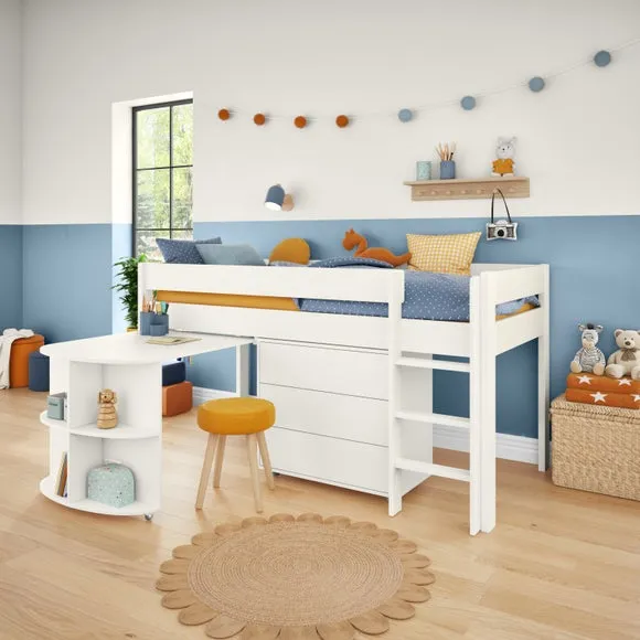 Uno Midsleeper With Pull Out Desk and Chest of Drawers Pine 3