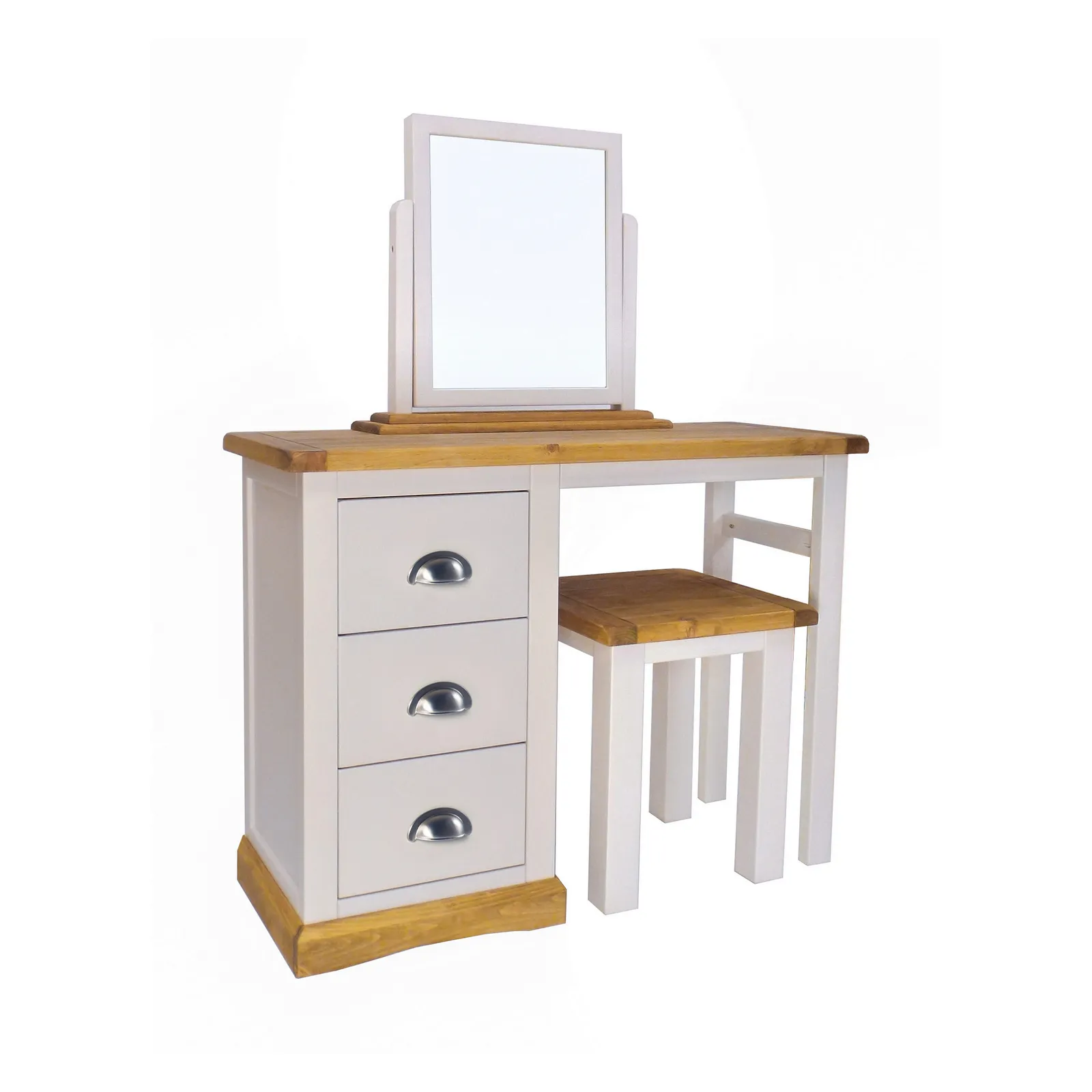 Cabinet Bits Bomporto 3 Drawer Dressing Table Set Chrome Cup Handle in Light Grey