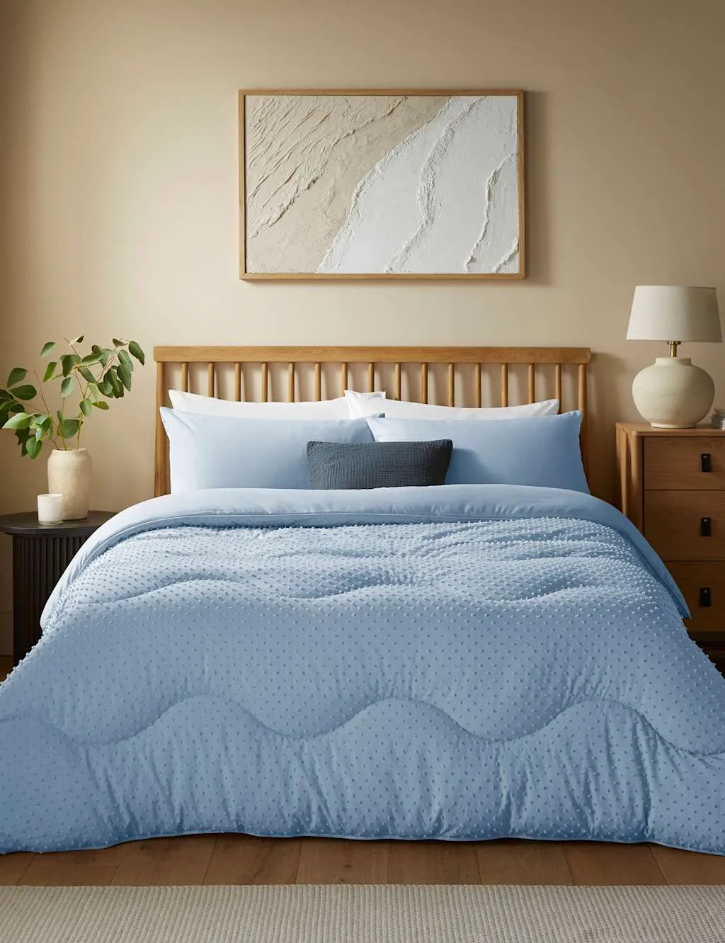 Nightlark Tufted Dots Coverless Duvet and Pillowcases Light Blue