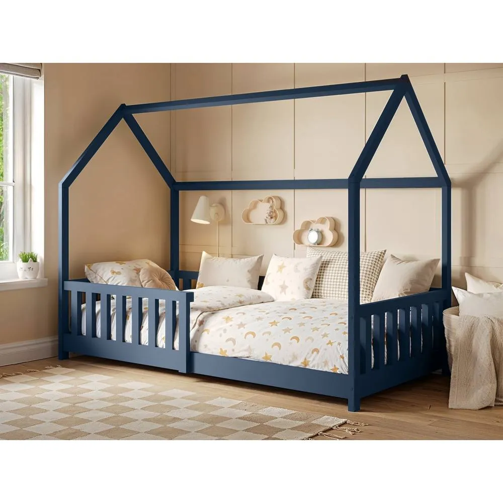 Flair Explorer Wooden Playhouse Bed with Rails in Navy 1