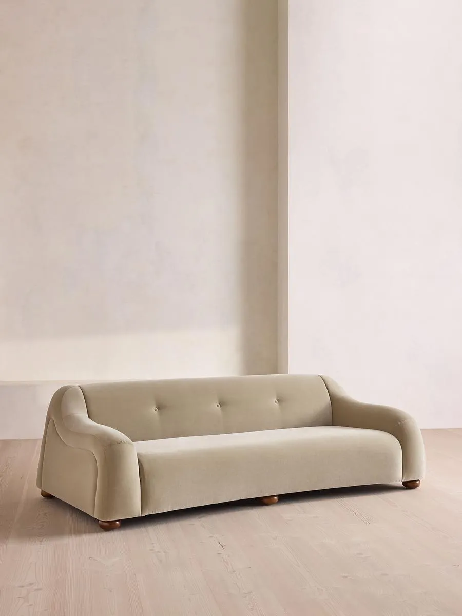 Liana Three Seater Sofa, Velvet, Oyster