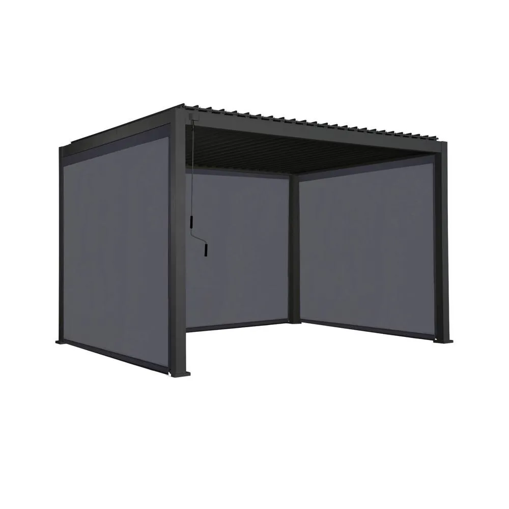 sweeek Louvered pergola aluminium 4 x 3m with 2 3m blinds & a 4m blind in Dark Grey 2