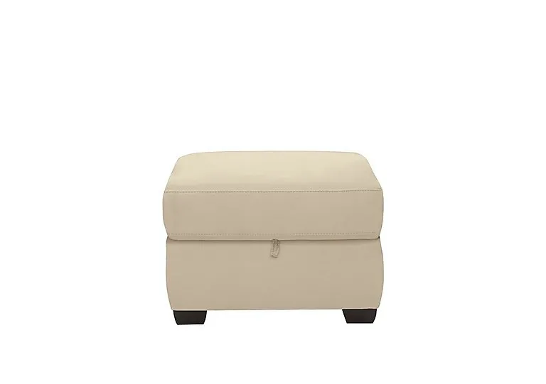 Optimus Leather Storage Footstool - BV Bisque