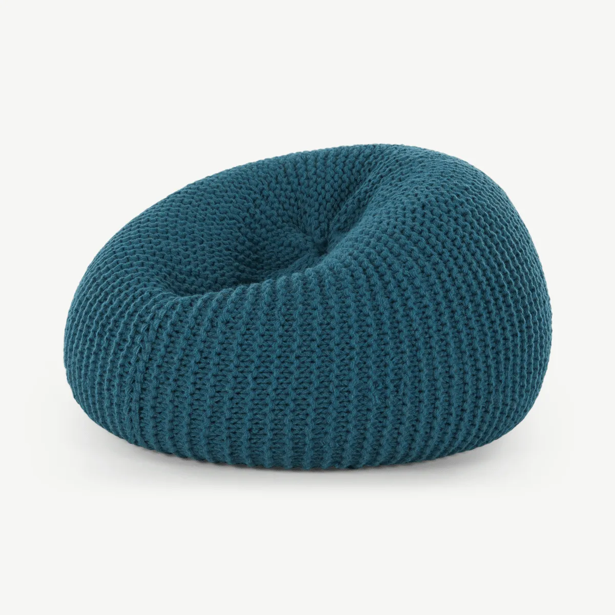 Aki 100% Wool Knitted Cocoon Bean Bag, Blue Weave