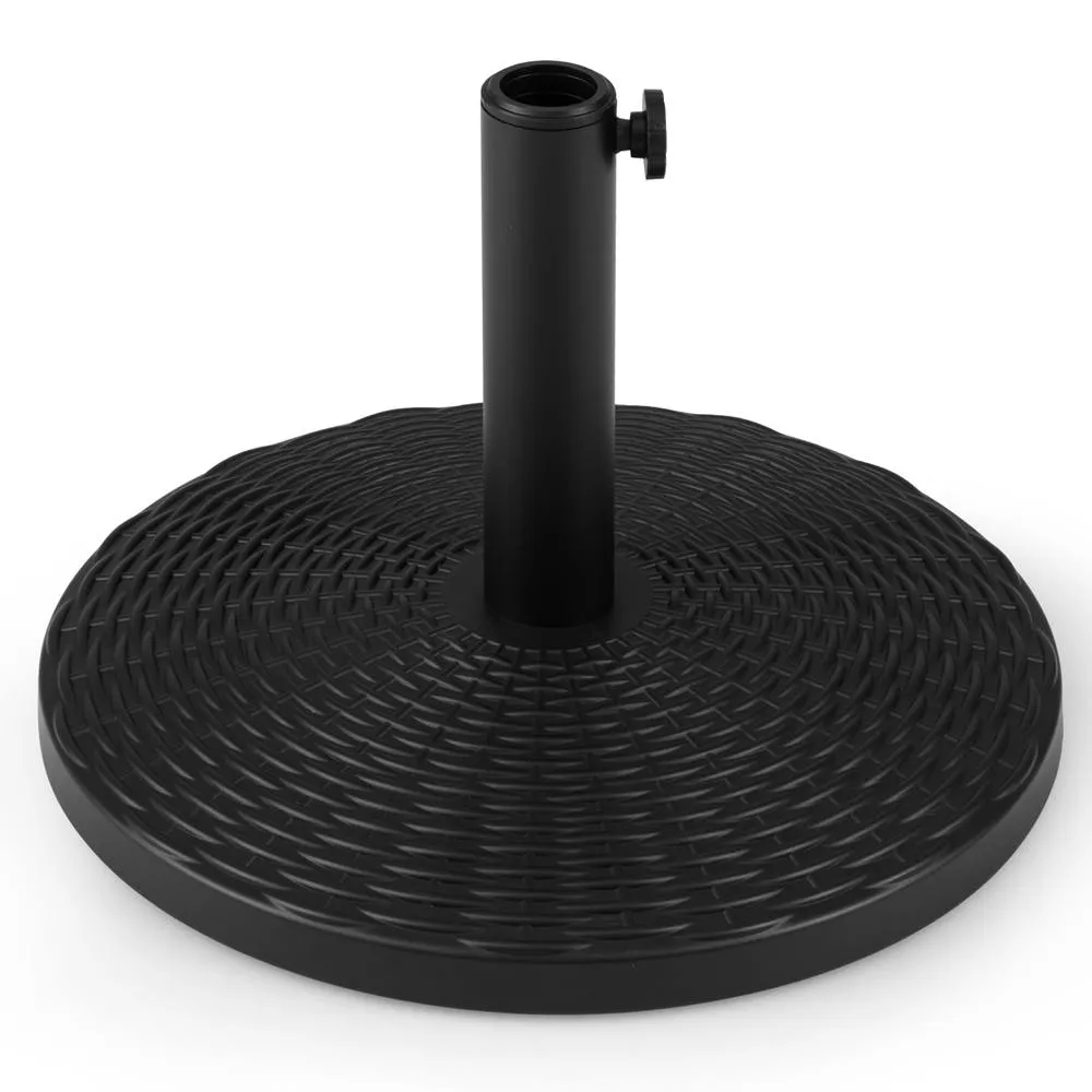 Costway Round Patio Umbrella Base HDPE Garden Umbrella Stand Fit 38-48mm Poles in Black 2