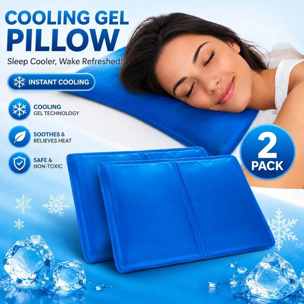 NESTLUNE Large Cooling Gel Pillow Pads Reusable Sleep Mats in Blue