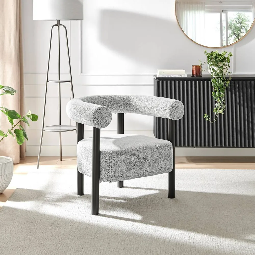 FurnitureboxUK Mirabel Fabric Accent Tub Chair in Grey