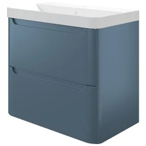 Wickes Malmo Misty Blue Wall Hung J Pull Compact Vanity Unit & Basin - 600 x 350mm