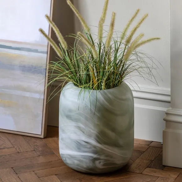 Crossland Grove Toulon Handblown Glass Vase Wide Sage 410Mm, Green