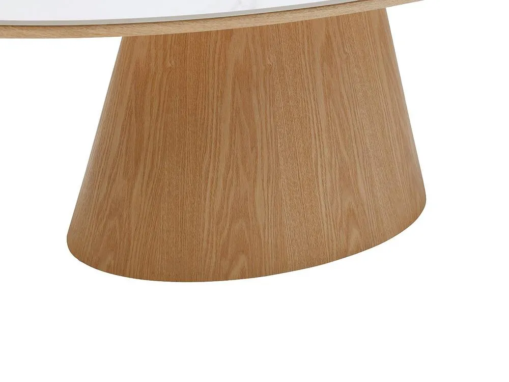Vente-unique Ceramic & Oak Veneer Coffee Table - White Marble Effect & Light in Light Oak 6