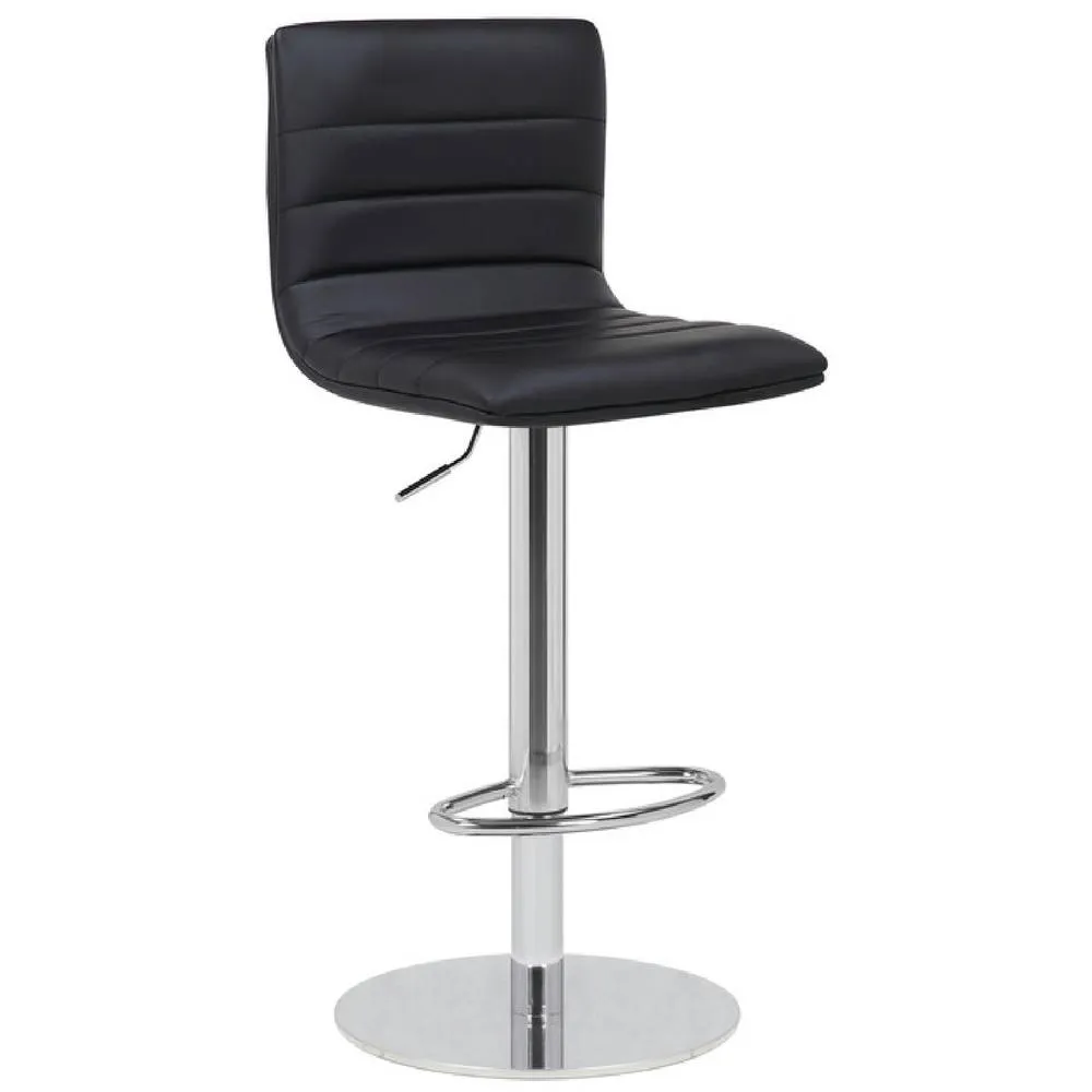 netfurniture Alpino Chrome Adjustable Bar Stool with Weighted Round Base in Black