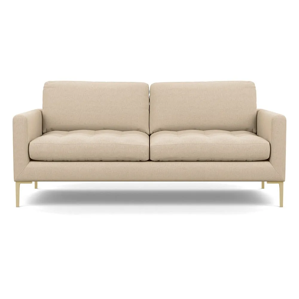 Heal's Eton 3 Seater Sofa Brushed Cotton Oat Brass Feet