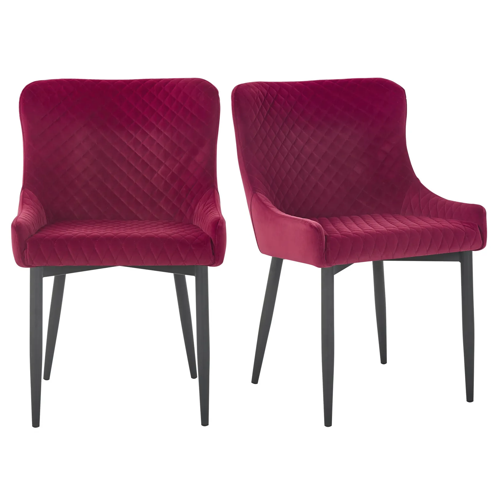Montreal Set of 2 Velvet Merlot Dining Chairs Merlot
