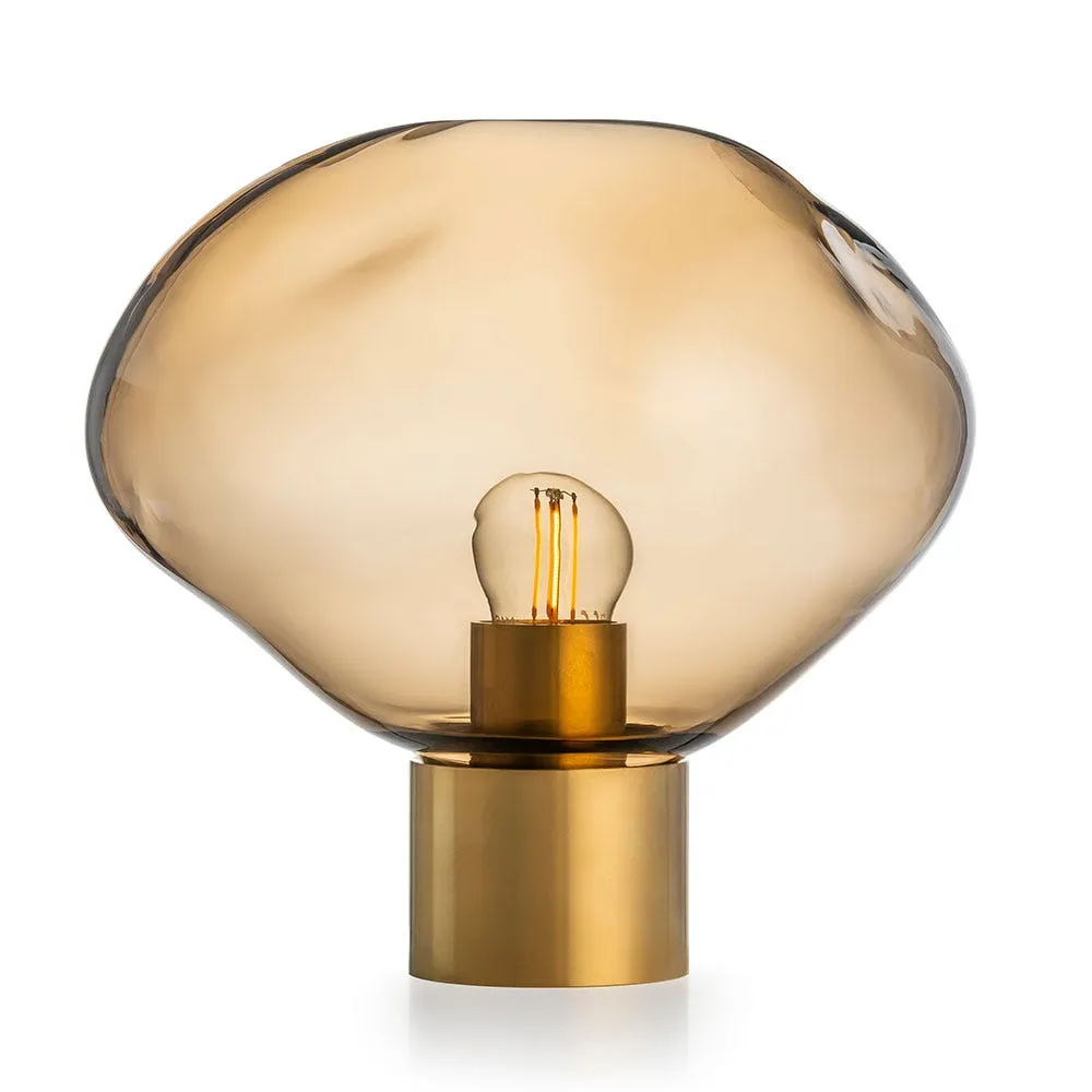 Hadeland Glassverk Crystal Stone Table Lamp Cocoa & Brass 2