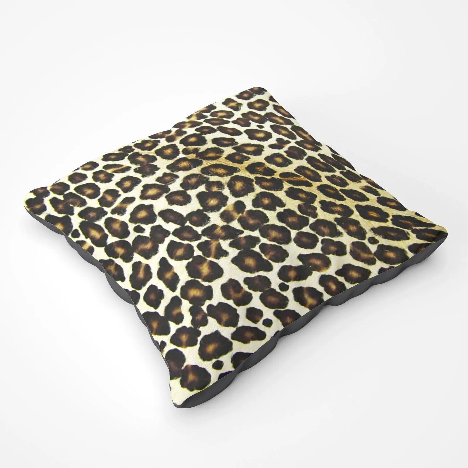 Warren Reed - Designer Leopard Hide Print Floor Cushion in Brown