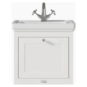 Bayswater Hartleigh Pointing White Traditional Wall HUng Vanity Unit & 1 Tap Hole White Recessed Basin - 500mm