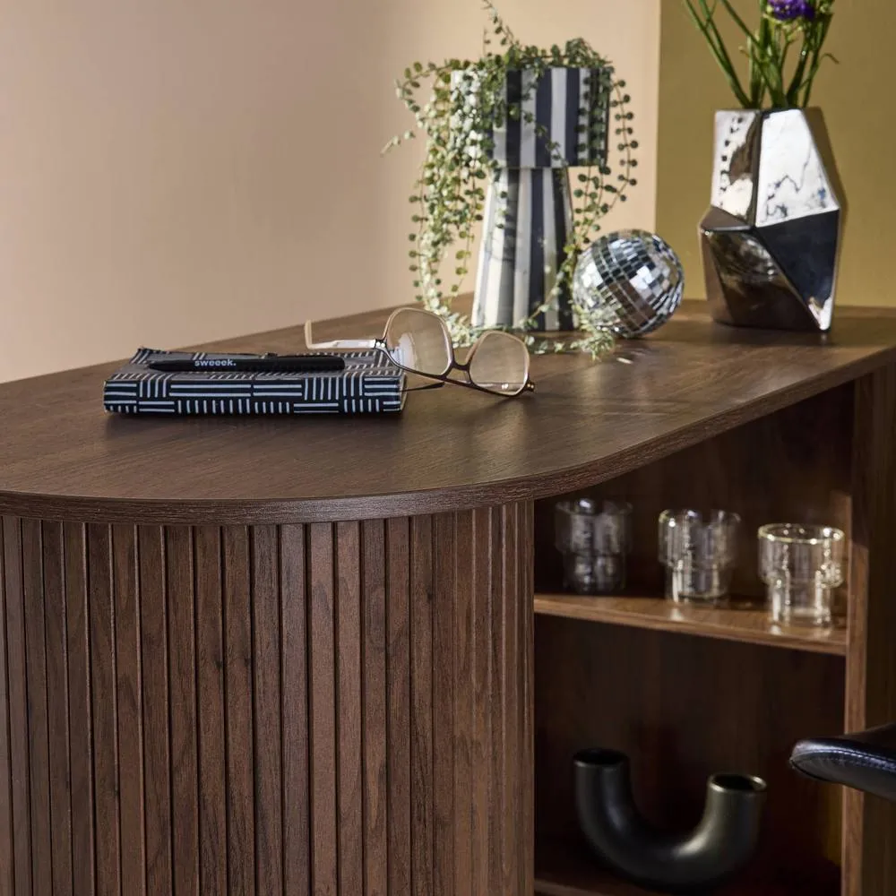 sweeek Bar table, high kitchen table with wooden decor & storage in Dark Brown 4