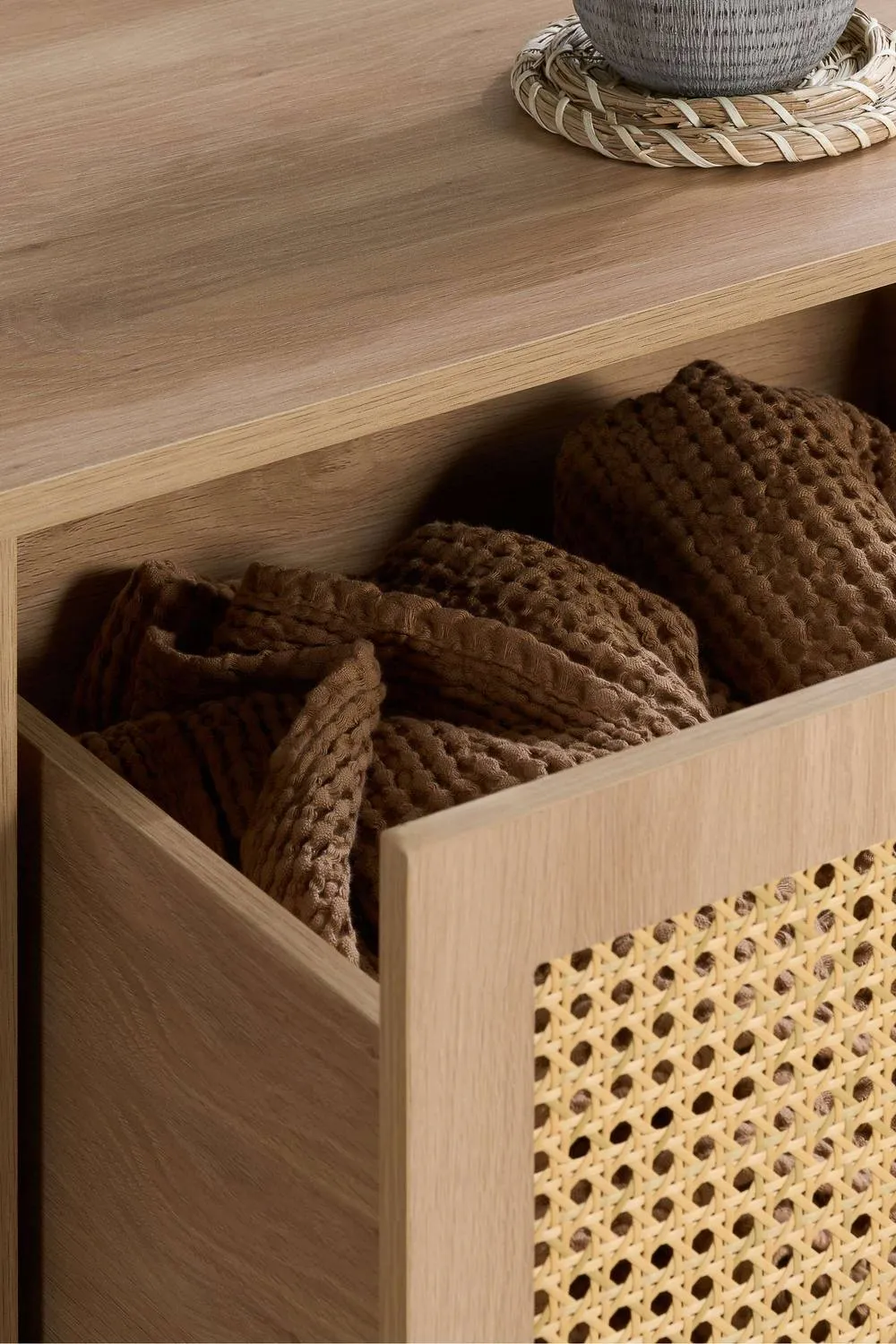 Birlea Croxley Coffee Table Oak Rattan with Storage in Brown 5