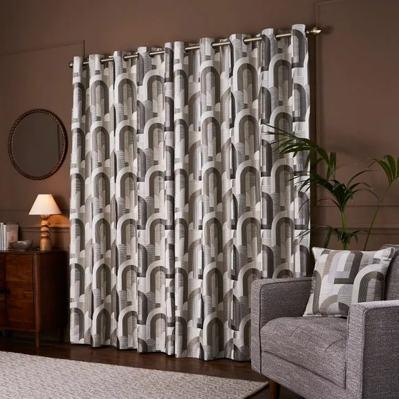 Alvin Geometric Jacquard Eyelet Curtains 4