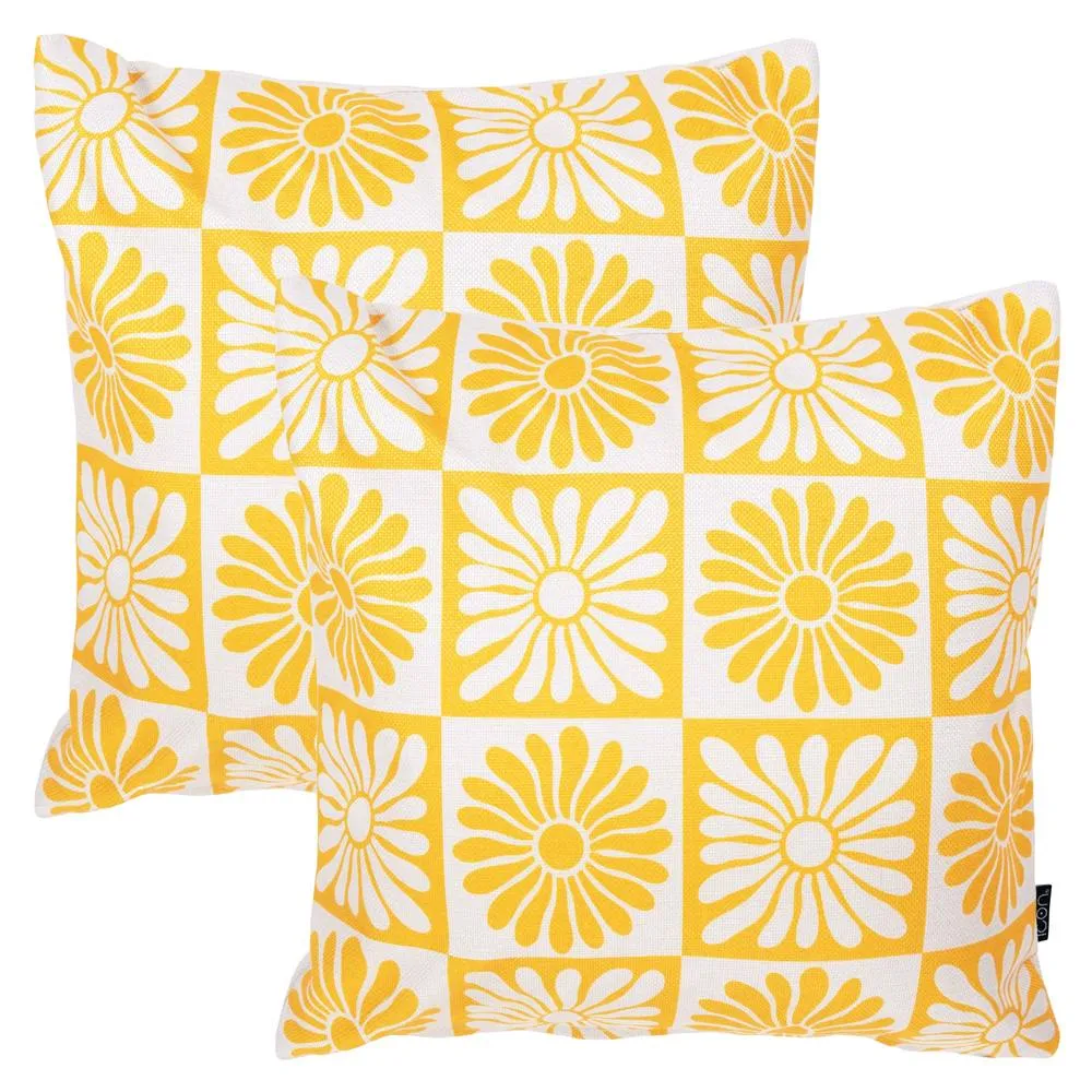icon 2 Pack Cushion 43x43 Kyoto Fabric, Summer Flower in Yellow