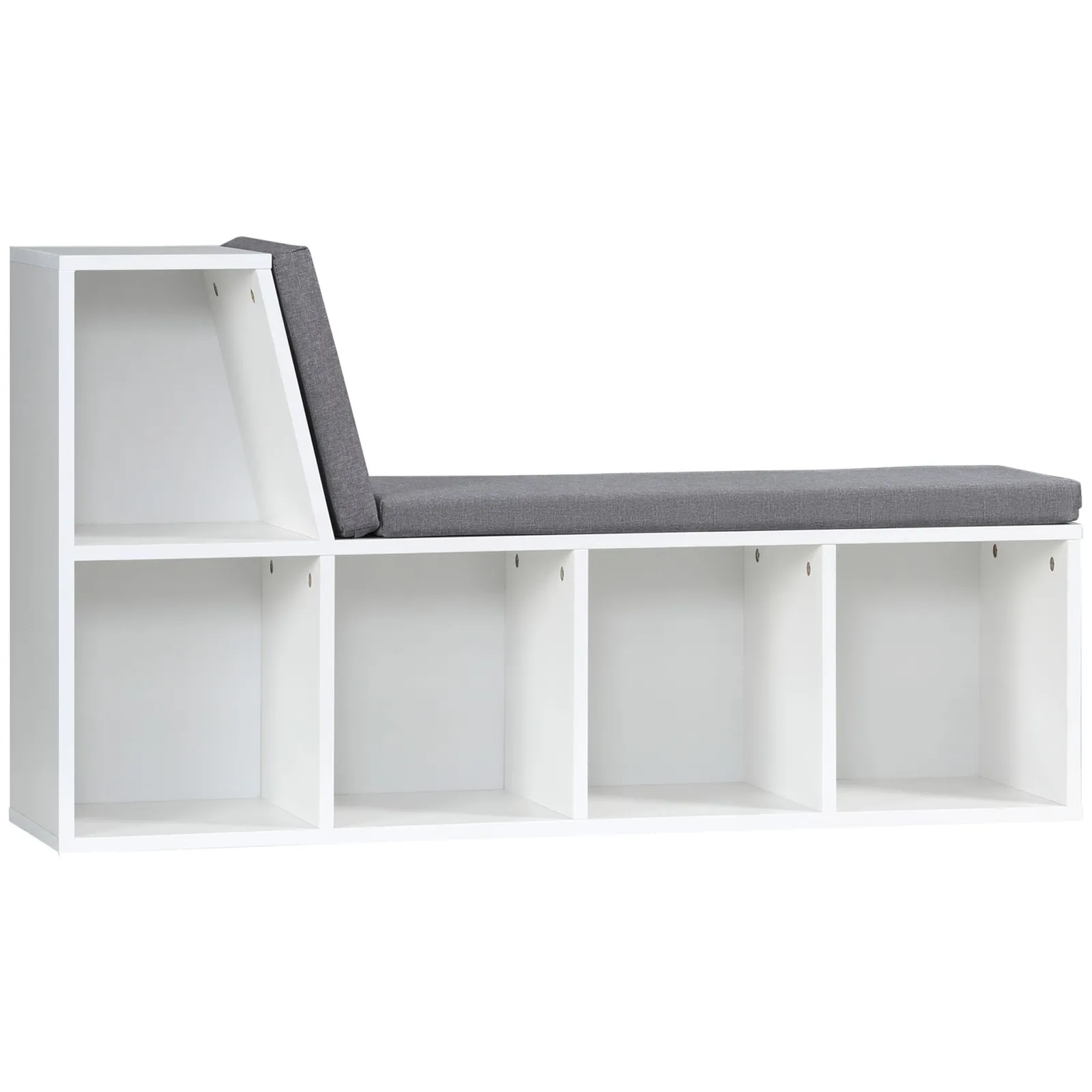 HOMCOM 2 Tier Bookcase Modern Bookshelf Removable Cushions for Home Office in White 2