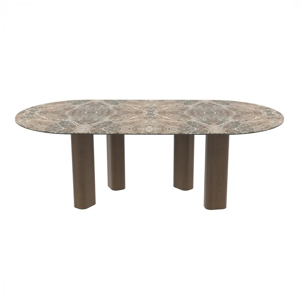 Paul Rogers Pillar Oval Dining Table Smoked Walnut Mountain Peak Glossy 220 x 110cm 2