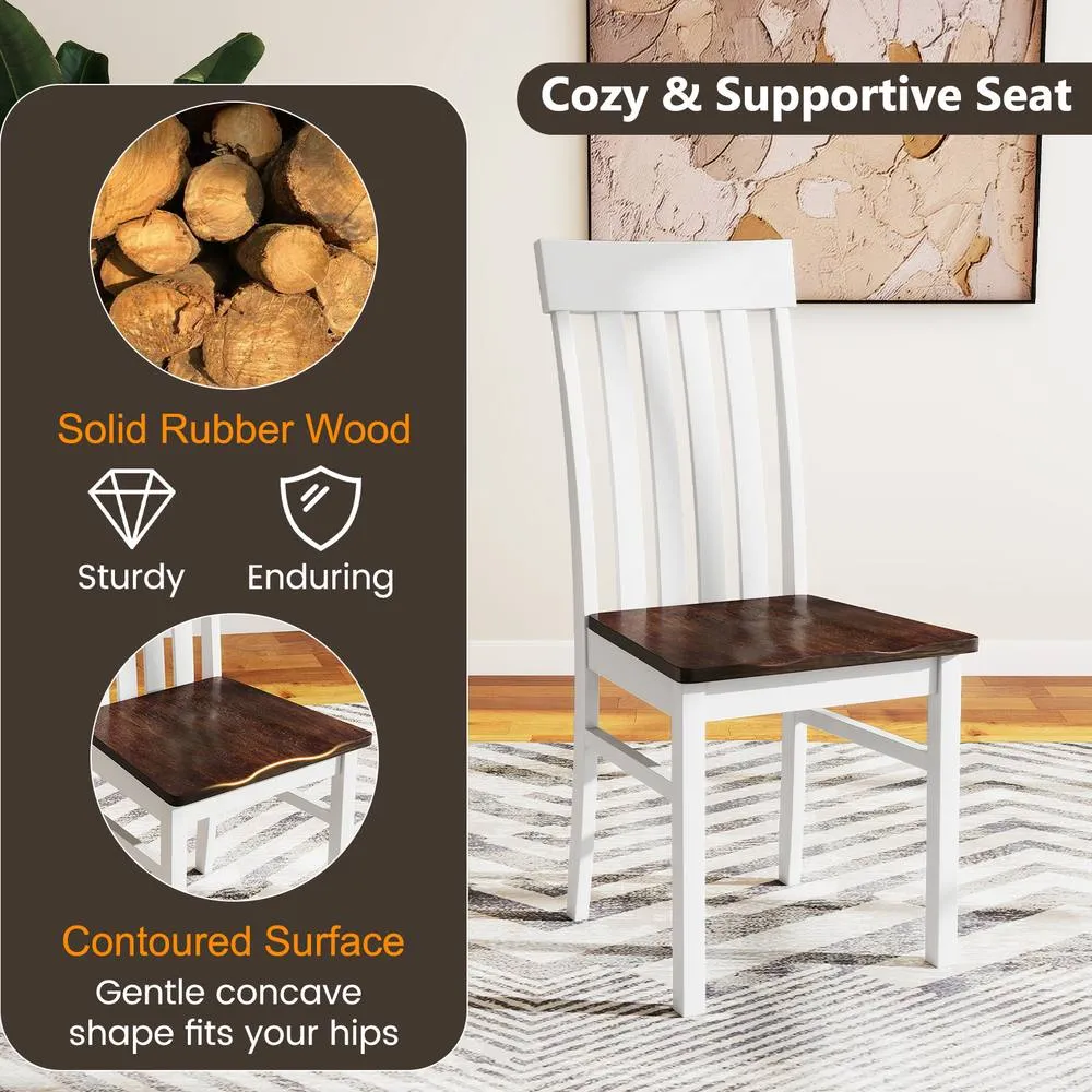 Costway Dining Chairs Set of 2 Dining Room Chairs w/Hollowed Backrests in White 4