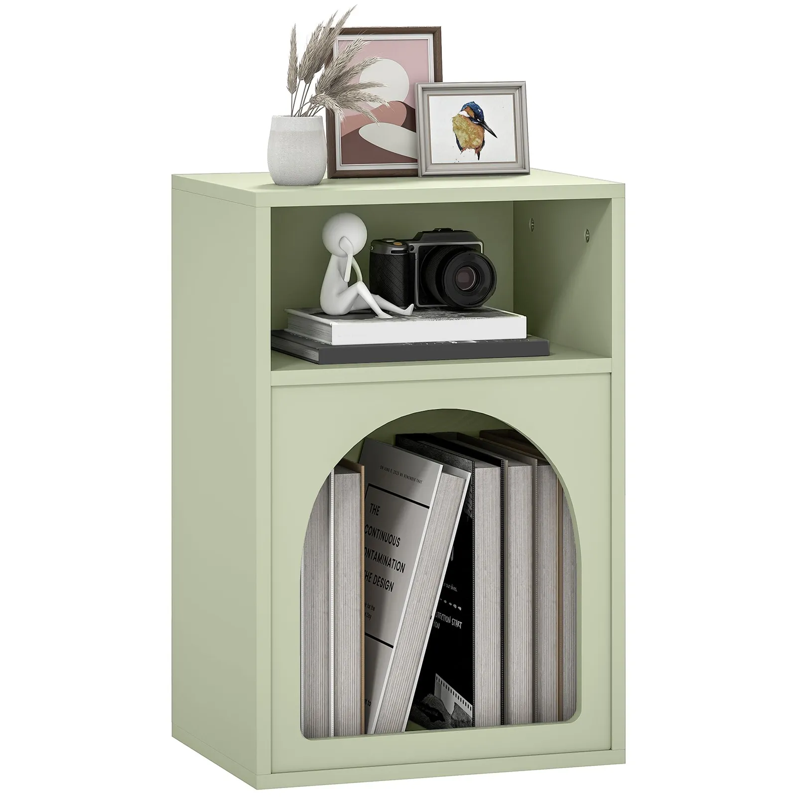 HOMCOM Bedside Table, Modern Bedside Cabinet for Bedroom in Light Green 2