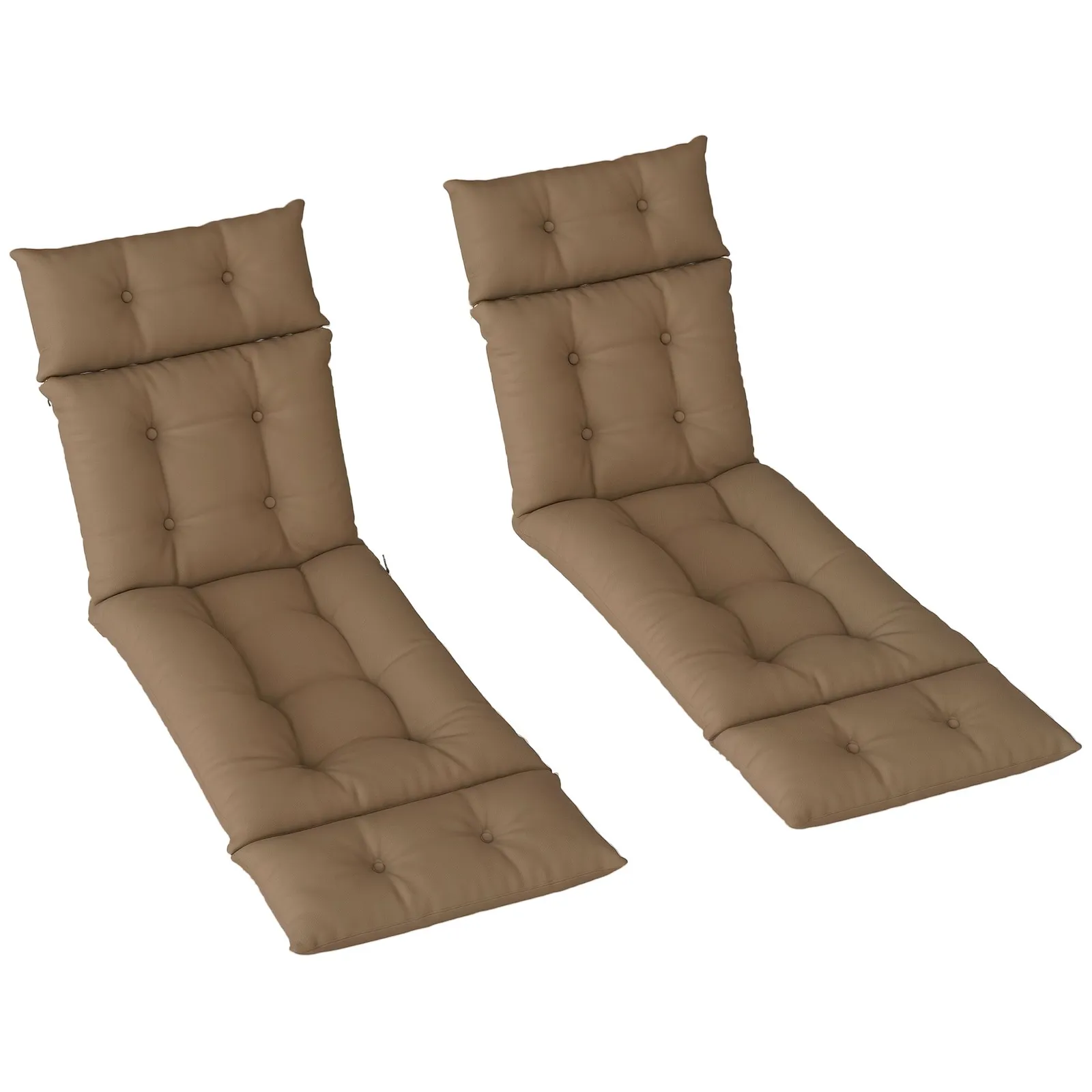 OUTSUNNY Garden Lounge Chair Cushions Set of 2, 220gsm Fabric, Khaki 2