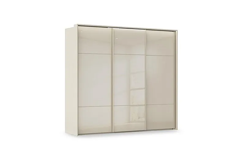 Haven 250cm 3 Door Slider Wardrobe with Glass Doors and Lights
