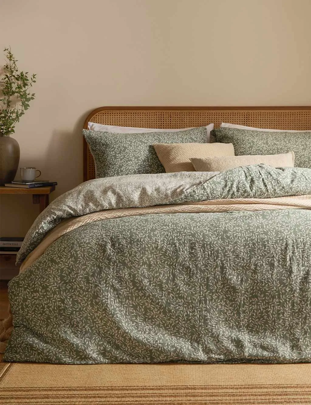 YARD Perrie Leaf Pure Cotton Muslin Bedding Set Green Mix