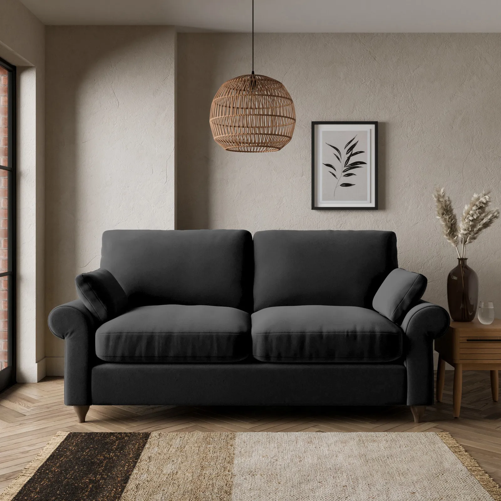 Salisbury Luxury Velvet 2 Seater Sofa Luxury Velvet Black