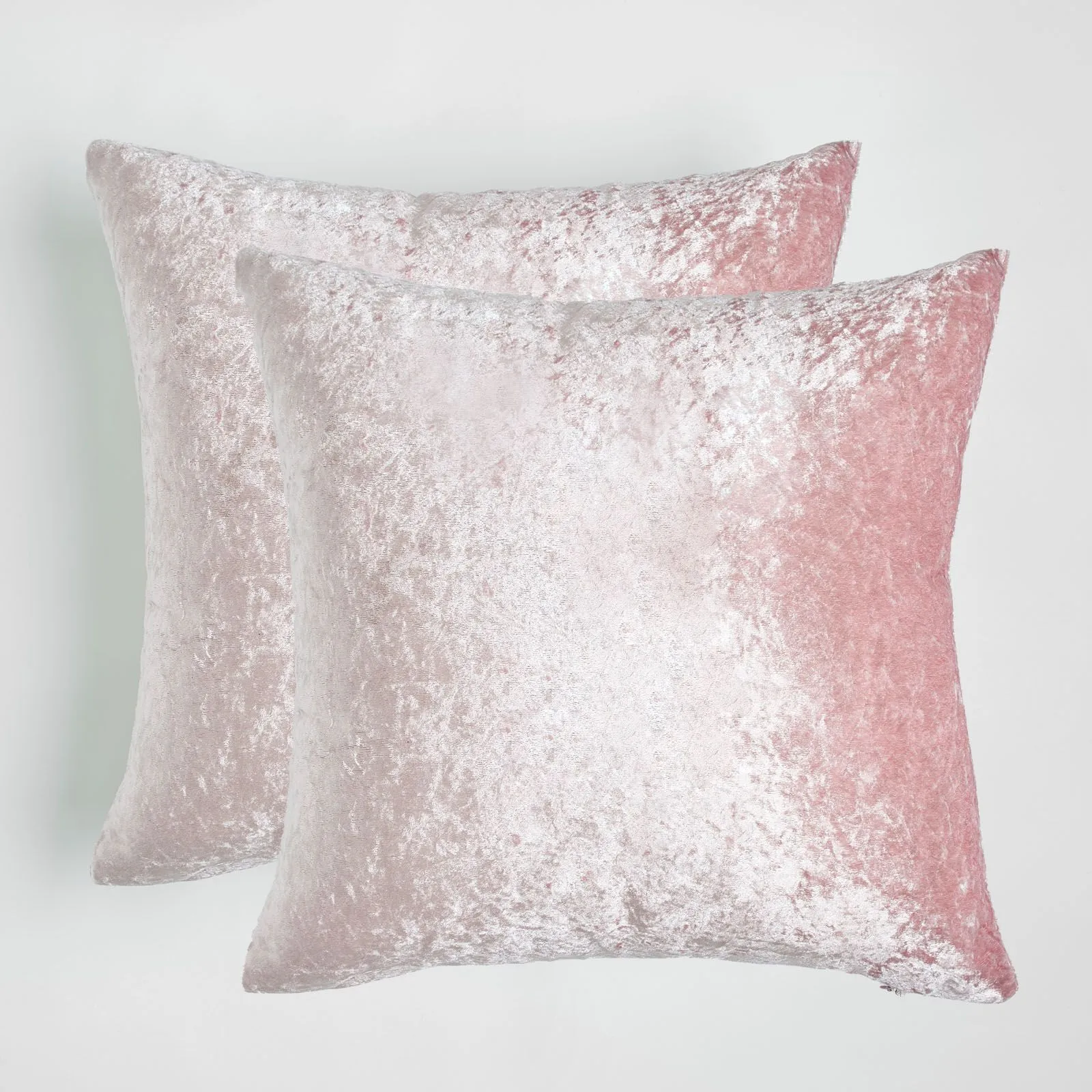 OHS Luxury Crushed Velvet Set of 2 Cushion Covers Plain in Baby Pink