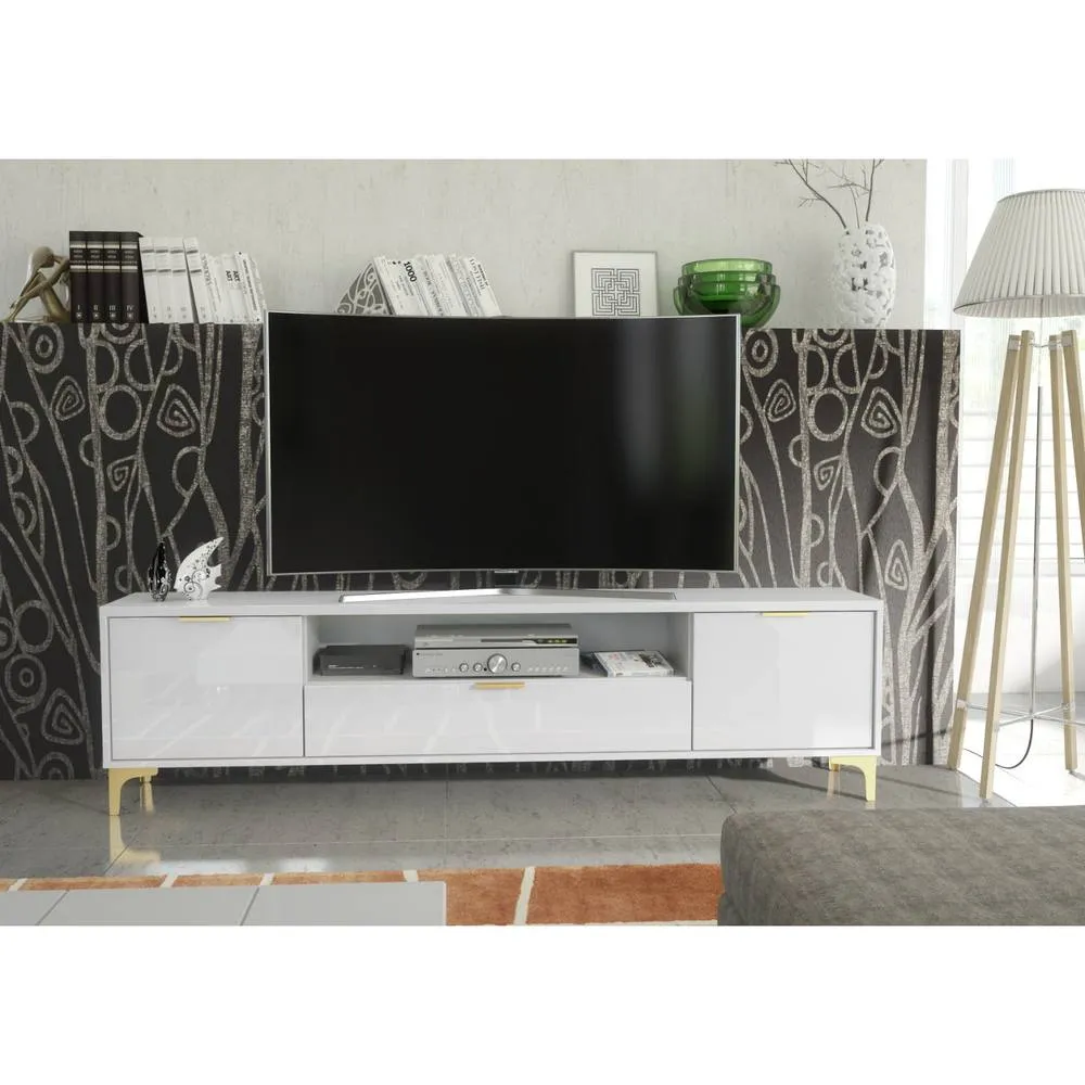 Creative Furniture Goldline Gloss TV Unit 200cm - Glossy White 5