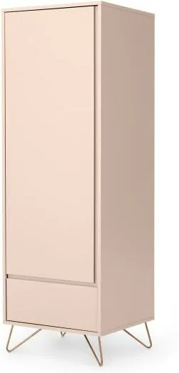  Elona Single Wardrobe, Dusk Pink & Copper