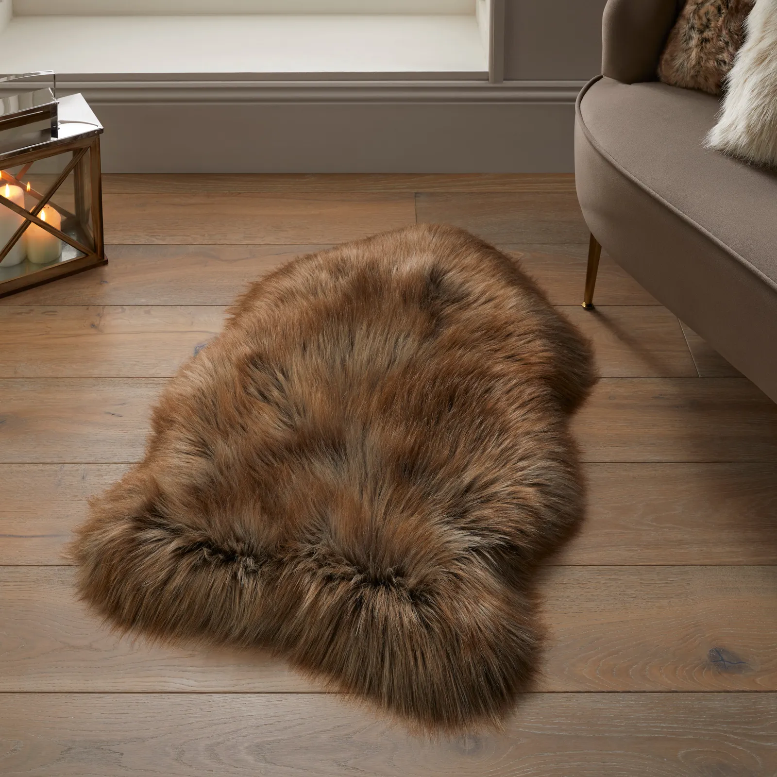 Siberia Single Pelt Faux Sheepskin Rug Siberia Brown