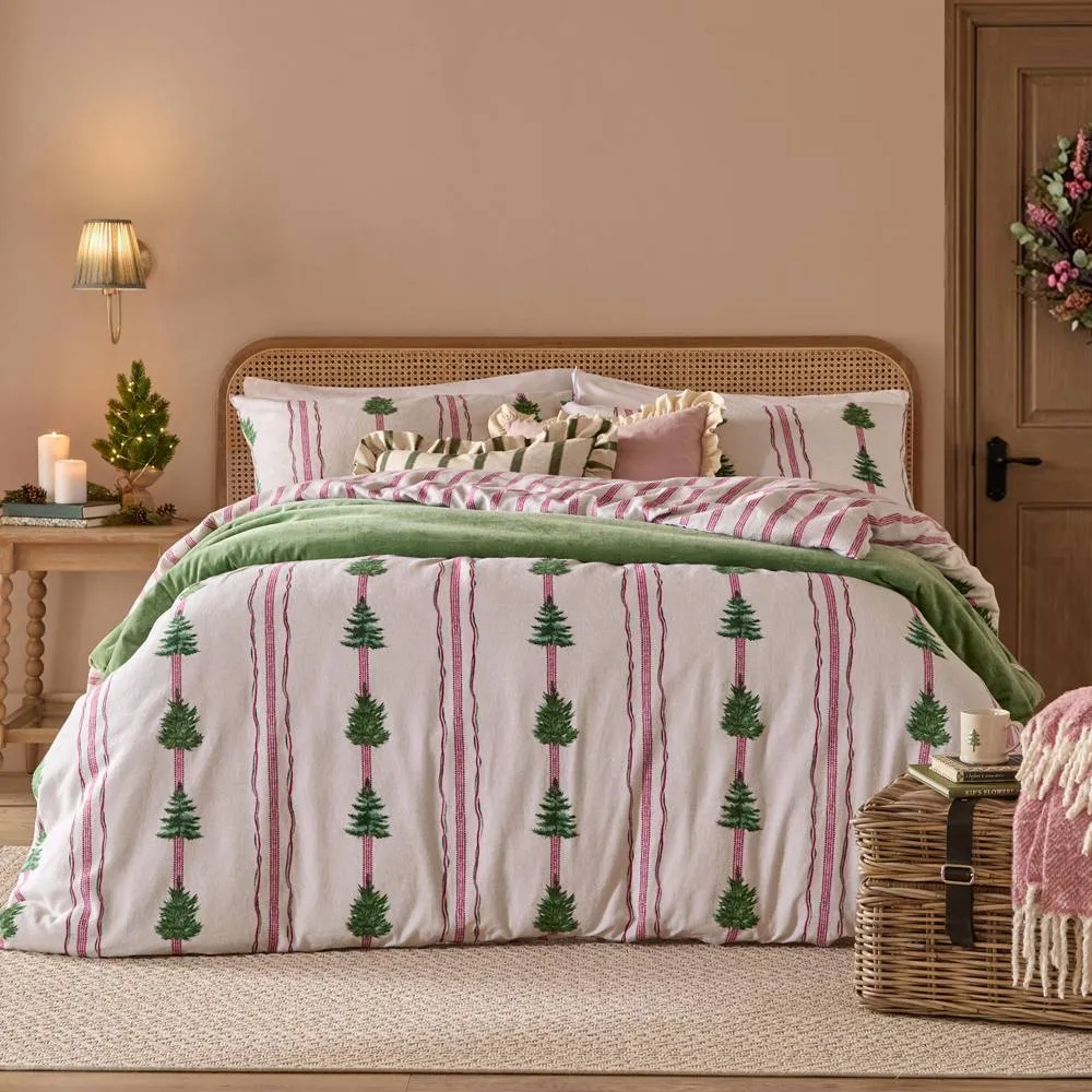 Wylder Spruce Stripe Reversible Brushed Cotton Duvet Cover Set in Natural White 1