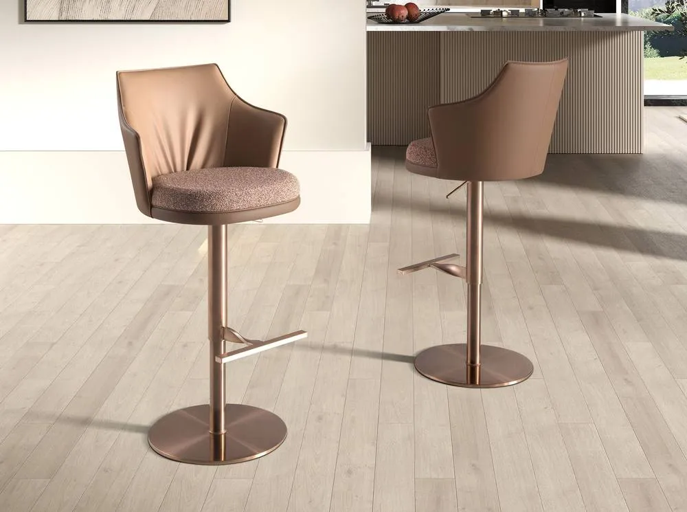 Angel Cerda Fabric Swivel Bar Stool with Leatherette Backrest in Brown 5