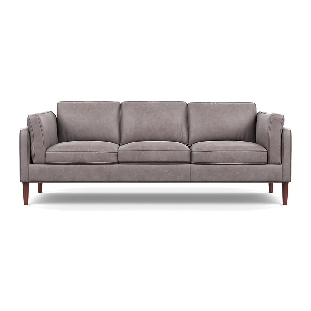 Heal's Sonno 4 Seater Heritage Leather Stone Grey 2060 Walnut Feet 1